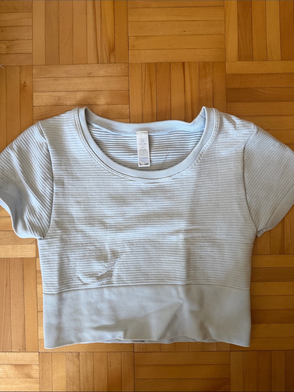 Women offline Light Blue Ribbed Crop Top